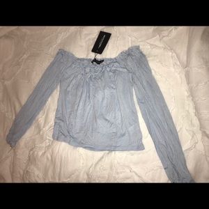 NEW PrettyLittleThings Blue Off The Shoulder Top